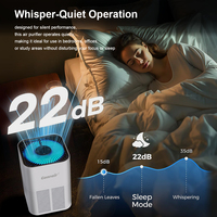 Purificateur d'air portable HEPA et ioniseur pour la maison, alimentation 12V DC, faible bruit 22dB, avec écran tactile et lumières LED bleues pour chambre d'enfant
