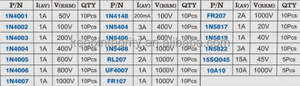 20 Werte Dioden-Sortiment Kit Gleichrichter Schnelle Erholung Schottky Schaltdiode - Product Image 3