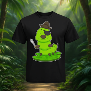 T-shirt Caterpillar Pirate Sword pour adulte, unisexe, noir, col rond, manches courtes, impression numérique, promotionnel - Product Image 3