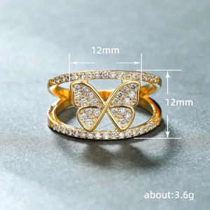 Anillo de Cóctel Q225 con Forma de Mariposa para Mujer, Plata de Ley 925, Chapado en Oro, Circonita Cúbica, Micro Pavé, Joyería de Moda, Regalo - Product Image 5