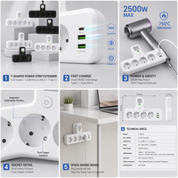 Enchufe Estándar Europeo Personalizado de Fábrica, 10A, con 3 Puertos USB y 1 Puerto Tipo-C, IP44, Adaptador de Corriente para Corea del Sur