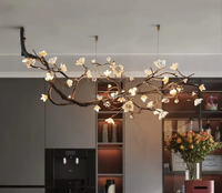 Lampe d'intérieur de style naturel inspirée de la villa, appartement, salle à manger, salon, branche de fleurs, lustre LED