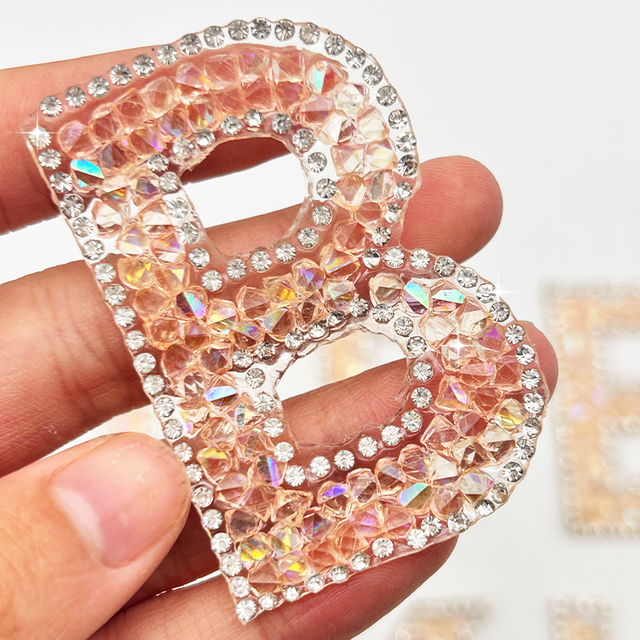 In Stock 6cm Resin Rhinestone Letter Patch Iron on Letters Bulk Rhinestone Letter Patches for Clothing