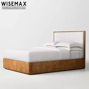 WISEMAX MÖBEL Amerikanisches Schlafzimmermöbel-Set Luxus-Kingsize-Bett Klassisches Holz-Queen-Size-Einzel bett mit dekorativem Muster