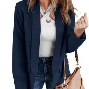 महिला आकस्मिक रंगीन जाकेट लंबी आस्तीन व्यापार सूट जैकेट खुला सामने काम कार्यालय रंगीन जाकेट फैशन फै़शनवाला रंगीन जाकेट