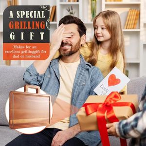 Grande <span class=keywords><strong>planche</strong></span> à découper en bois d'acacia haut de gamme de 15.8 pouces pour griller le cadeau de fête des pères pour le mari ou le <span class=keywords><strong>papa</strong></span> du maître du gril - Product Image 4