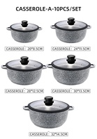 Ensemble de casseroles en aluminium moulé sous pression avec revêtement en marbre, 10 pièces, certifié LFGB, antiadhésif, compatible induction, pour la cuisine