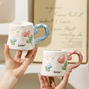 Lelyi ins ถ้วยเซรามิกลายนูนรูปหัวใจผู้หญิงน่ารักแก้ว<span class=keywords><strong>กาแฟ</strong></span>สไตล์สดใสสุดสร้างสรรค์มูลค่าสูง - Product Image 1