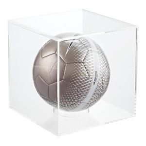Custom cube clear cover black base pmma acrylic soccer rugby ball basketball display stand box football display case