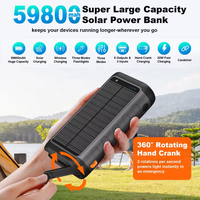Batterie solaire personnalisée avec logo, 50000 mAh, charge rapide, chargeur magnétique sans fil Qi2 15W, chargeur à manivelle