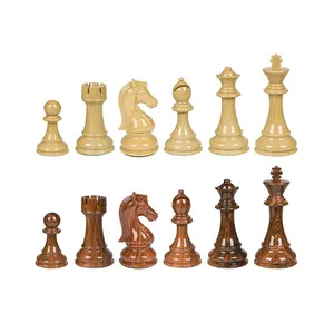 Promotional High Quality Weighted wooden Pewter Brass Chess Pieces Sets with Case