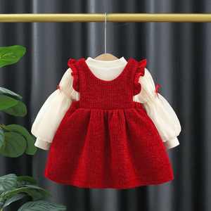 HANO 2024 invierno <span class=keywords><strong>Wamr</strong></span> Bebé Ropa conjunto dulce niña coreano arco camisa vestido dos piezas conjuntos de ropa - Product Image 3