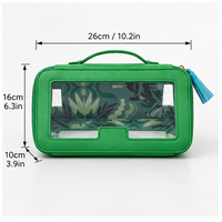 Sac de rangement Mahjong avec fenêtre transparente, imperméable, grande capacité, portable, fermeture éclair à pompon, en PU/PVC