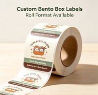 Autocollants personnalisés pour boîtes bento, rouleaux d'étiquettes en papier synthétique imperméable, pelliculage mat, pour emballage alimentaire