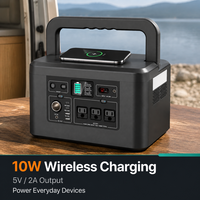 Station d'alimentation portable 740Wh 800W, alimentation 200000mAh AC DC USB-C, charge sans fil 10W, écran LCD pour usage extérieur et domestique