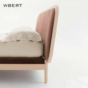 Wbert Nordic อิตาลีไม้เนื้อแข็งพนักพิงหลังกว้างดีไซน์เรียบง่ายทันสมัยเตียงคู่หรูหราเฟอร์นิเจอร์ชุดห้องนอนต้นแบบ - Product Image 4