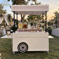 Chariot à boissons mobile avec auvent, station de service de boissons blanche pour réception de mariage, banquet d'hôtel, fête, événement