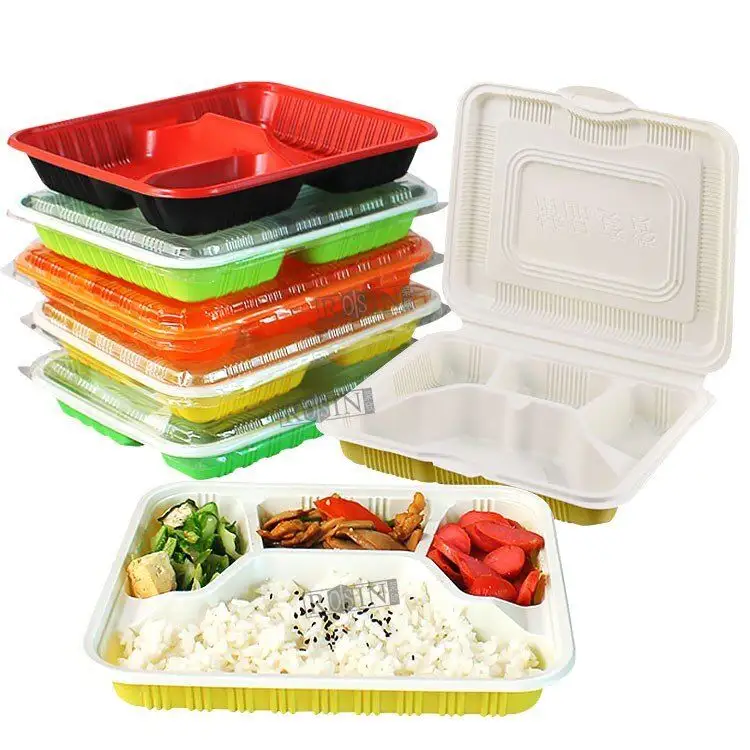 Customized 3 4 Compartment PP Food Grade Corn Starch Biodegradable Food Container Disposable Lunch Box