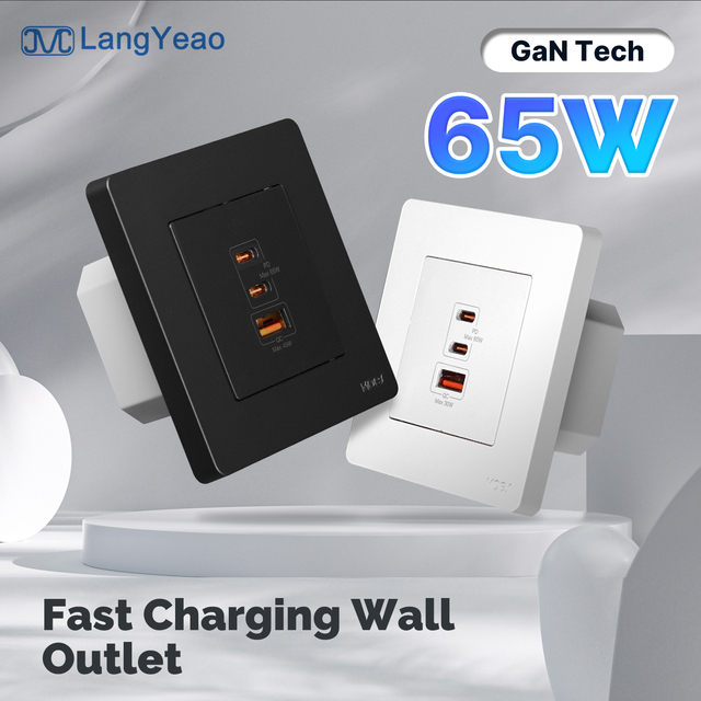 Moes Star Ring 30W 65W GaN Fast Charging Wall Socket UK EU Standard, 3 Ports (2 USB-C + USB-A) PD3.0 PPS with Fireproof Housing