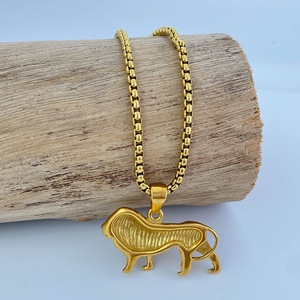 Collar con Colgante de León yunnique, Acero Inoxidable, Dorado, Joyería de Moda con Signos del Zodiaco, Estilo Hip Hop - Product Image 4