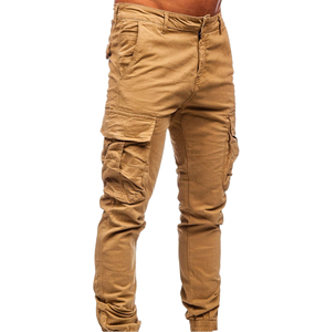 Pantalon cargo vintage décontracté pour homme, coupe droite, en tissu peigné, taille mi-haute, avec cordon de serrage, poches, respirant, léger, anti-boulochage - Product Image 1