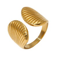 Bague ajustable Gaovo en acier inoxydable motif coquillage pour femme, bijou fantaisie côtelé inspiré de l'océan, accessoire de mode, cadeau