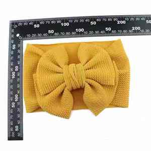 Diadema personalizada con estampado de lazo grande para bebé, <span class=keywords><strong>turbante</strong></span> de tela de Waffle para niños, diademas para recién nacidos - Product Image 3