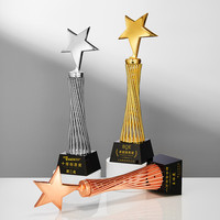 Trophée de l'artisanat de réalisation de cadeau d'affaires avec logo personnalisé Trophée métallique étoile de cristal haut de gamme