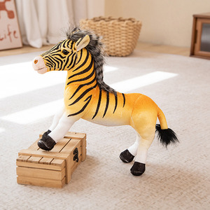 <span class=keywords><strong>Zoo</strong></span> animal amarillo cebra caballo peluche simulación suave cebra peluche para niños regalo muestra gratis - Product Image 3