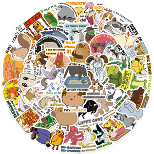 50 Pezzi Adesivi Creativi con Frasi in Inglese e Animali per Laptop e Bottiglie, Decorazioni Divertenti - Product Image 2