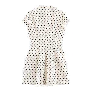 Robe Courte à Pois Personnalisée Printemps 2026, Style Vintage Décontracté avec Détail Nœud et Découpes, Manches Courtes, OEM/ODM par Usine de Vêtements Chinoise - Product Image 3