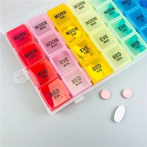 Contenedores dispensadores de pastillas de plástico de gran tamaño, 28 compartimentos diarios, caja organizadora, caja dispensadora de medicamentos, vitamina, suplemento - Product Image 2