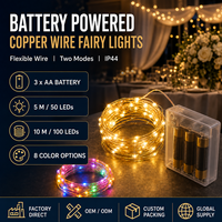 Guirlandes lumineuses à piles en fil de cuivre 5M 50 LED 10M 100 LED pour la décoration de mariage et de fête
