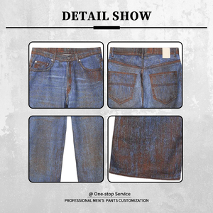 Jean en denim vintage YUCE Mud Dirty Wash pour homme, style streetwear Y2K, coupe large, denim mi-lourd 13oz, sur mesure - Product Image 3