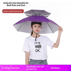 <span class=keywords><strong>Parapluie</strong></span> de tête avec chapeau en polyester noir et blanc, protection solaire et pluie pour adultes, idéal pour la pêche en extérieur, vente en gros à prix abordable - Product Image 3