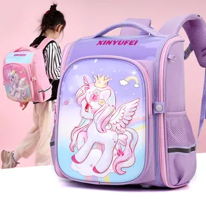 GM yeni promosyon sırt çantası kız karikatür kitap çantası çocuk 3D Unicorn öğrenci kitap çantası