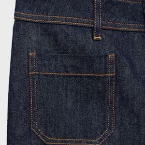 Nuevos Pantalones Vaqueros Anchos de Moda Casual con Bolsillos Decorativos, Pantalones Rectos Casuales Simples para Mujer en Color Azul Marino - Product Image 3