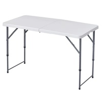 Table pliante en plastique HDPE à pieds droits, légère et portable, idéale pour le camping, les fêtes, les mariages, les formations et les événements en extérieur.