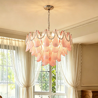 Lampe suspendue de luxe romantique pour salon, style crème français, réglable en hauteur, avec LED dorées, perles et cristaux, de la marque DUOMEIJU.