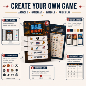 Custom Printed Five Window Pull Tab Tickets Break Open Instant Win Lottery Game Cards for Bars Fundraisers and Charity Events - Product Image 2
