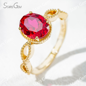 Starsgem 1.8ct อัญมณีตัดวงรีขนาด7*9มม. พร้อมด้วยสายพันรอบแหวนหมั้นทอง18K - Product Image 2