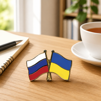Pin de Solapa Esmaltado de Bandera Cruzada Rusia-Ucrania, Broche de Metal Dorado, Regalo Diplomático de Comercio para Negocios, Venta al por Mayor