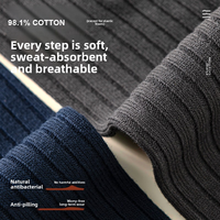 Chaussettes thermiques pour hommes en coton 98,1 %, style professionnel, brodées, mi-mollet, chaudes, double aiguille, anti-humidité, modèle M1319