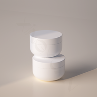 Pot Conteneur à Crème Large Ouverture en Plastique Givré pour Baume Nettoyant Cosmétique, Fond Rond Beige 200ml, Récipients pour Beurre Capillaire et Corporel