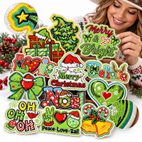 Lot de patchs de Noël en gros, motifs Joyeux Noël, Cœur, Cloche, Canne en sucre, à coudre ou thermocollants, pour artisanat, cadeaux et décoration