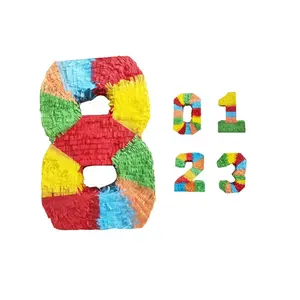 Multicolor Colorful Number Champagne Bottle paper Pinata Stick Perfect for Kids and Adult Birthday Party Celebration Game