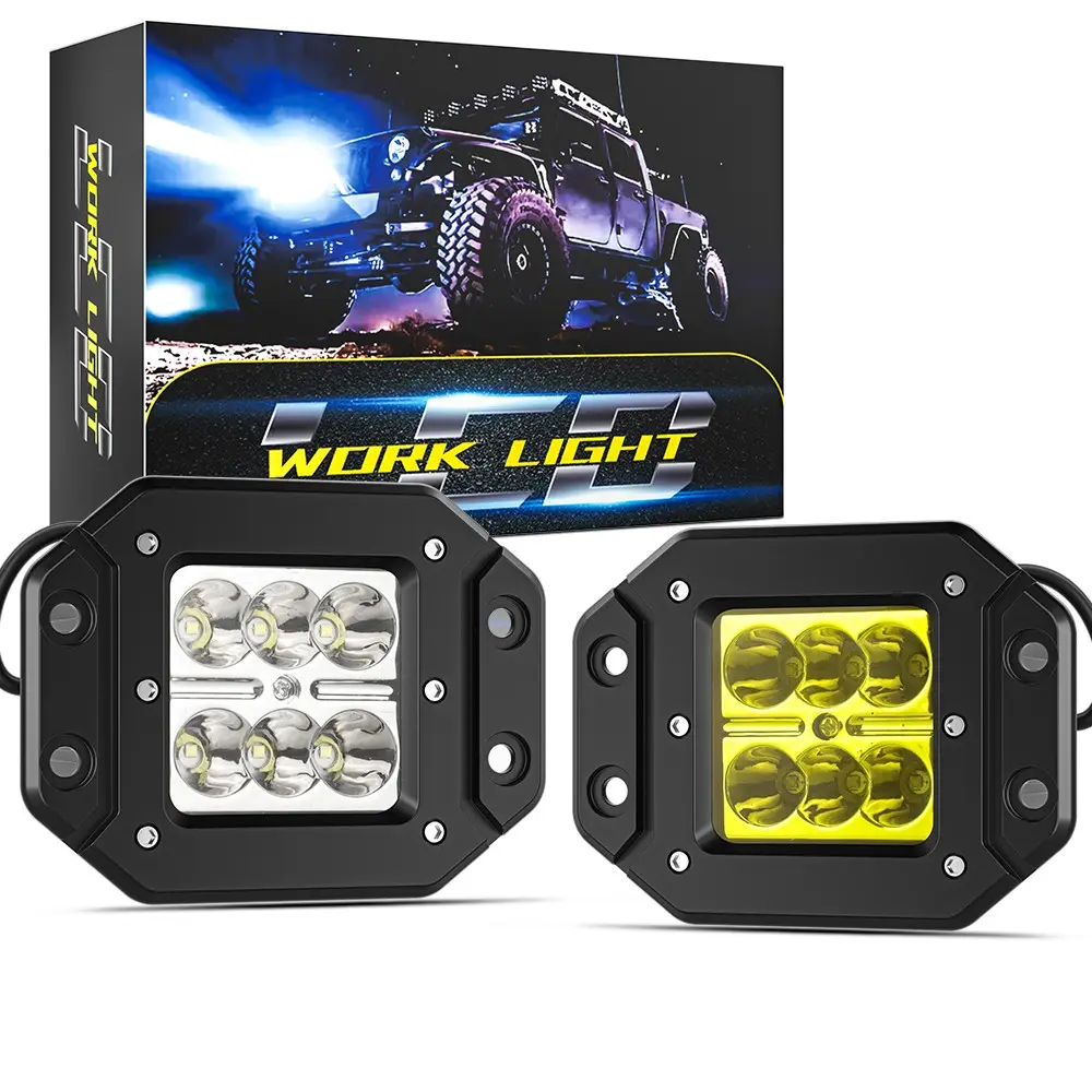 DXZ Ultra Bright Flush Mount LED Work Light fendinebbia per la guida fuoristrada barca auto camion 4x4 SUV jeep led rettangolo lampada quadrata