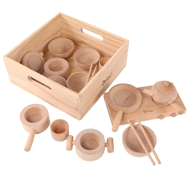 Nieuwe Hot Selling Fabriek Directe Verkoop Beuken Thee Ketel Keuken Speelgoed Kinderen Houten Doen Alsof Puzzel Spel Voor Kinderen