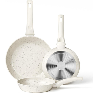 Ensemble de 3 poêles à frire antiadhésives en granit forgé, poêle en aluminium compatible induction, marron - Product Image 1