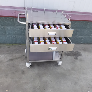 현대식 스테인리스 스틸 실버 의료용 트롤리 병원 간호사용 다기능 4개의 무소음 캐스터 200파운드 하중 용량 1년 보증 - Product Image 1